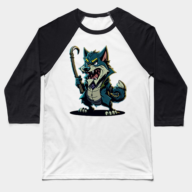 Mental Mr. Wolf Baseball T-Shirt by Cuprum